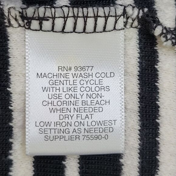 Liz Claibourne Weekend black white striped boat neck 3/4 sleeve top size large - Picture 4 of 6